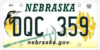 NE license plate DQC359