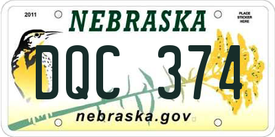 NE license plate DQC374