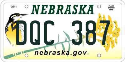 NE license plate DQC387