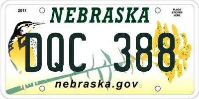 NE license plate DQC388