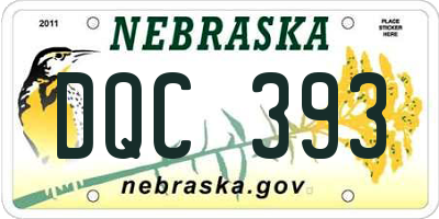NE license plate DQC393