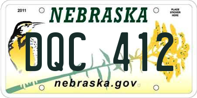 NE license plate DQC412