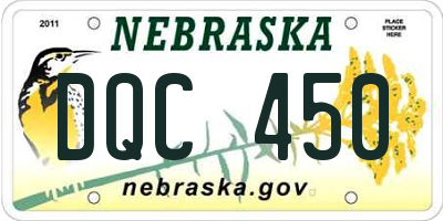 NE license plate DQC450