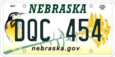 NE license plate DQC454