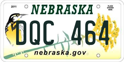 NE license plate DQC464