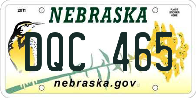 NE license plate DQC465