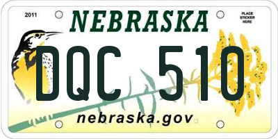 NE license plate DQC510