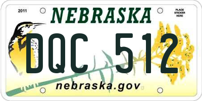 NE license plate DQC512