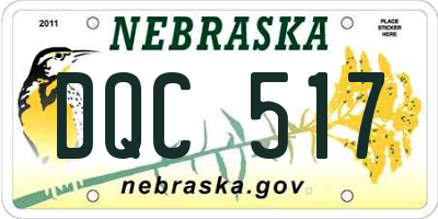 NE license plate DQC517