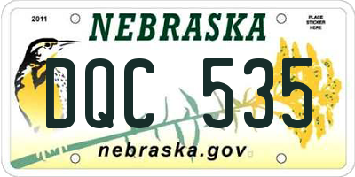 NE license plate DQC535