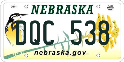 NE license plate DQC538
