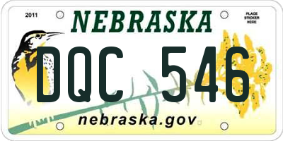 NE license plate DQC546