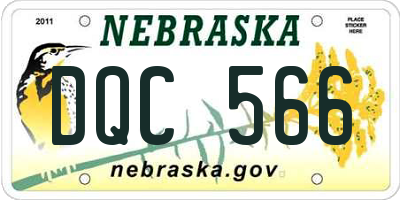 NE license plate DQC566