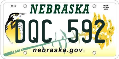 NE license plate DQC592
