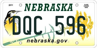 NE license plate DQC596