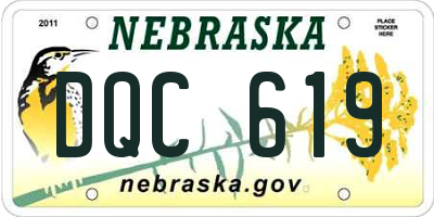 NE license plate DQC619