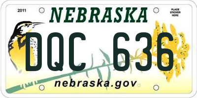 NE license plate DQC636
