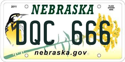 NE license plate DQC666