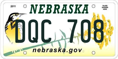 NE license plate DQC708