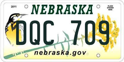 NE license plate DQC709