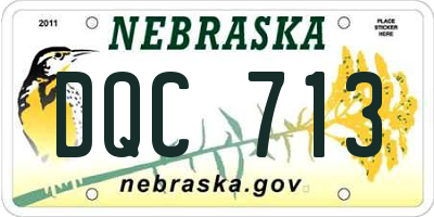 NE license plate DQC713