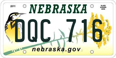 NE license plate DQC716