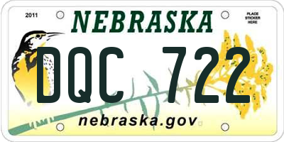 NE license plate DQC722