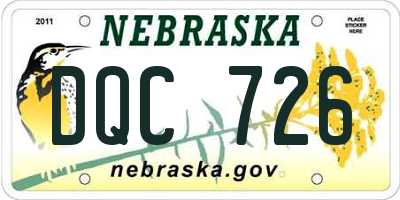 NE license plate DQC726