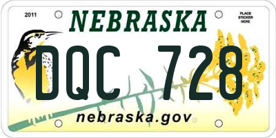 NE license plate DQC728