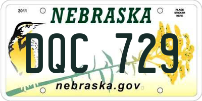 NE license plate DQC729