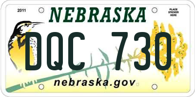 NE license plate DQC730