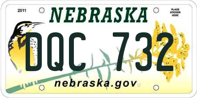 NE license plate DQC732