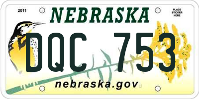NE license plate DQC753