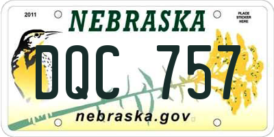 NE license plate DQC757