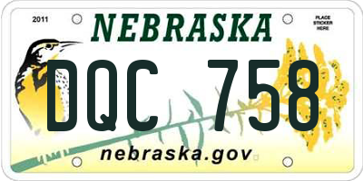 NE license plate DQC758