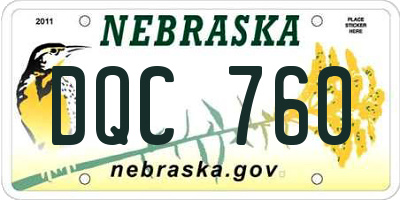 NE license plate DQC760