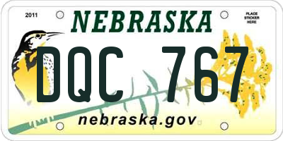 NE license plate DQC767