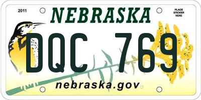 NE license plate DQC769