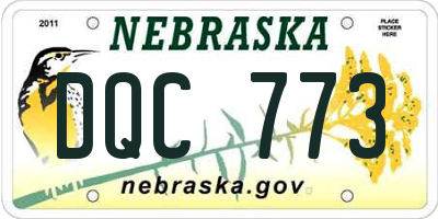 NE license plate DQC773