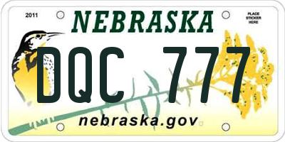 NE license plate DQC777