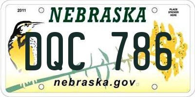 NE license plate DQC786