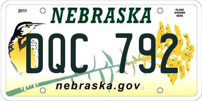 NE license plate DQC792