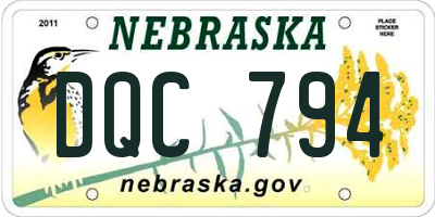 NE license plate DQC794