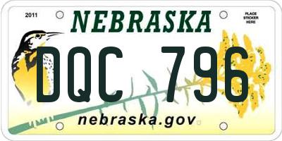 NE license plate DQC796
