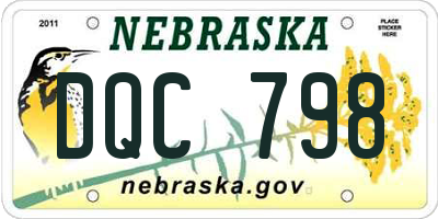 NE license plate DQC798