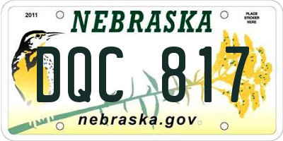 NE license plate DQC817