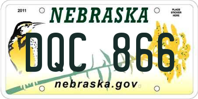 NE license plate DQC866