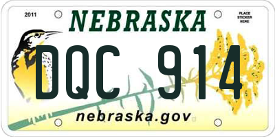 NE license plate DQC914