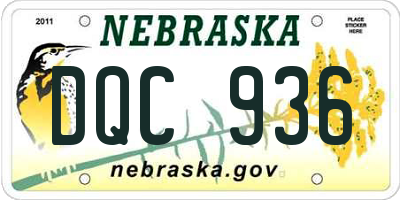 NE license plate DQC936