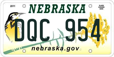 NE license plate DQC954